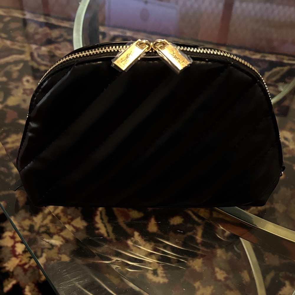 YSL Yves Saint Laurent Black Quilted Cosmetic/Makeup/Toiletry Bag NEW